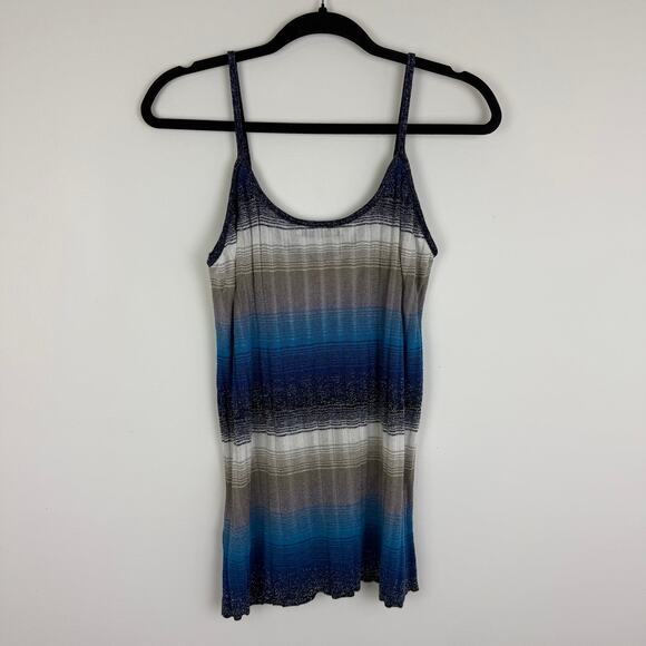 NWOT Zara Womens Metallic Thread Knit Striped Special Edition Blue/Cream Tank XL - Picture 2 of 8